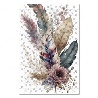 Drevené puzzle Koláž kvetov a peria 3