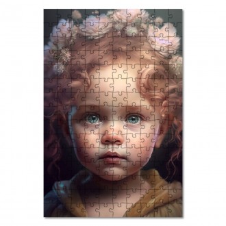 Drevené puzzle Dievčatko s kvetmi vo vlasoch