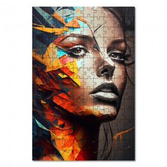 Drevené puzzle Posterizovaná tvár ženy
