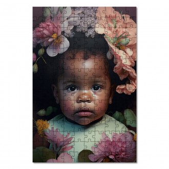 Drevené puzzle Dieťa v kvetoch