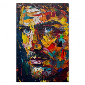 Drevené puzzle Moderné umenie - farebná tvár muža