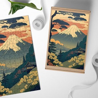 Drevené puzzle Chrám pred Fuji