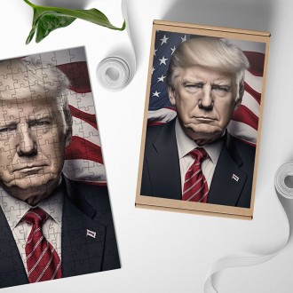 Drevené puzzle Prezident USA Donald Trump