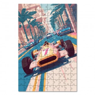 Drevené puzzle Retro závodné auto