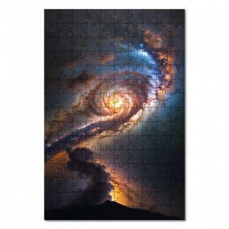 Drevené puzzle Galaxia za súmraku