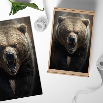 Drevené puzzle Strašný grizzly