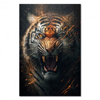 Drevené puzzle Rozzúrený tiger