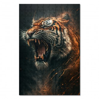 Drevené puzzle Rev tigra
