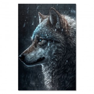 Drevené puzzle Vlk sneženie