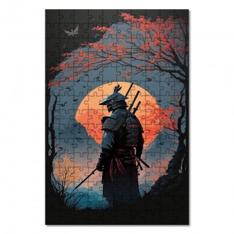Drevené puzzle Samuraj pod sakurou