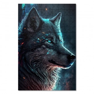 Drevené puzzle Vlk v noci
