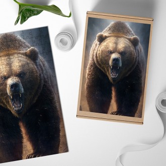 Drevené puzzle Veľký grizzly