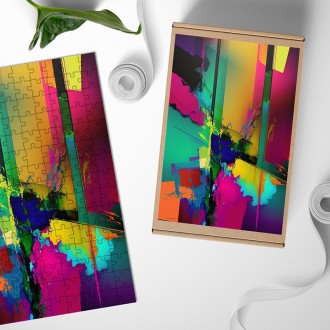 Drevené puzzle Moderné umenie - farebné obrazce