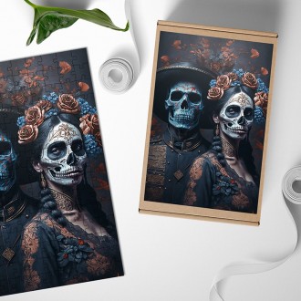 Drevené puzzle Día de Muertos