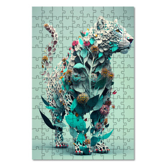Drevené puzzle Kvetinový leopard
