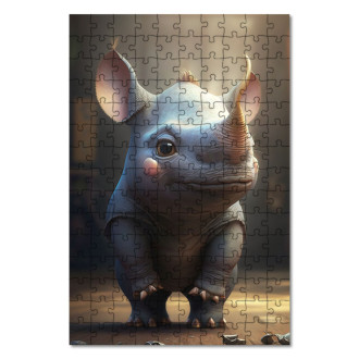 Drevené puzzle Roztomilý nosorožec