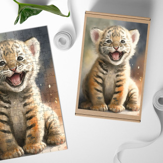 Drevené puzzle Akvarelový tiger