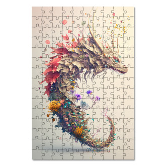 Drevené puzzle Kvetinový drak