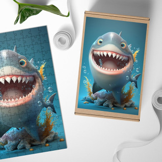 Drevené puzzle Animovaný žralok
