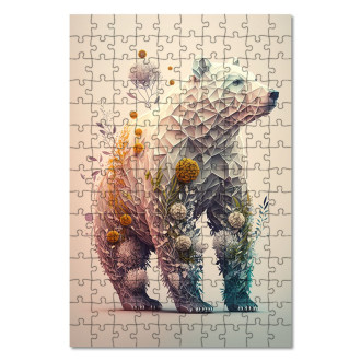 Drevené puzzle Kvetinový medveď