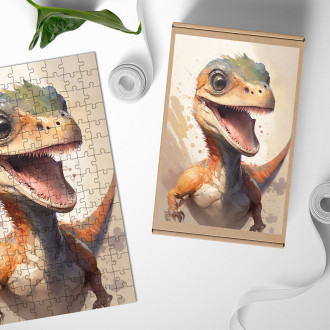 Drevené puzzle Akvarelový dinosaur