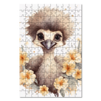 Drevené puzzle Mláďa pštrosa v kvetoch