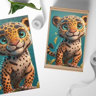 Drevené puzzle Roztomilý leopard