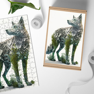 Drevené puzzle Prírodný vlk
