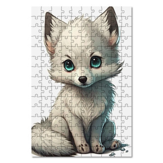 Dřevěné puzzle Malá bílá liška