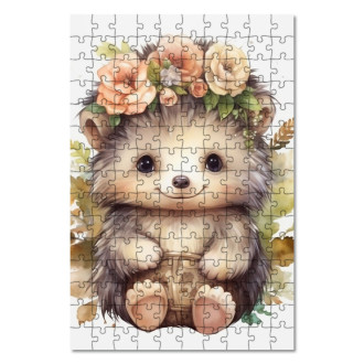 Drevené puzzle Mláďa ježka v kvetoch