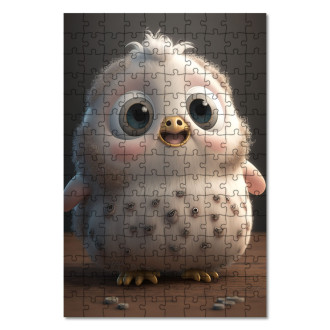 Drevené puzzle Animovaná biela sova