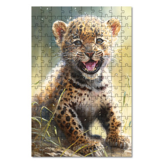 Drevené puzzle Akvarelový leopard