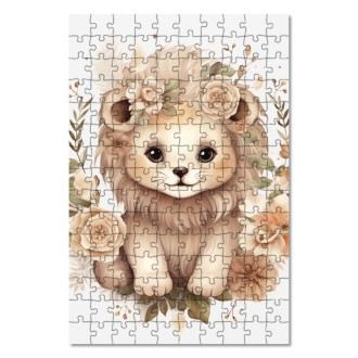Drevené puzzle Mláďa leva v kvetoch