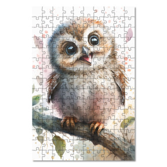Drevené puzzle Akvarelová sova