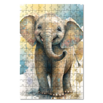 Drevené puzzle Akvarelový slon