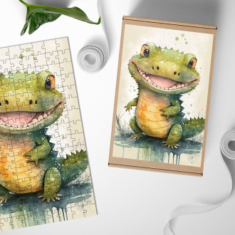 Drevené puzzle Akvarelový krokodíl