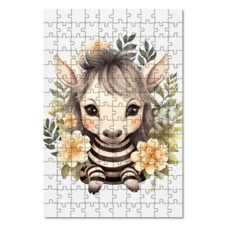 Drevené puzzle Mláďa zebry v kvetoch