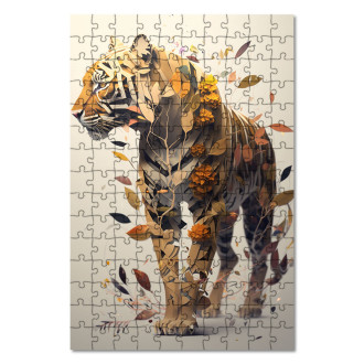 Drevené puzzle Kvetinový tiger