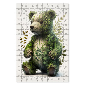Drevené puzzle Prírodný medvedík