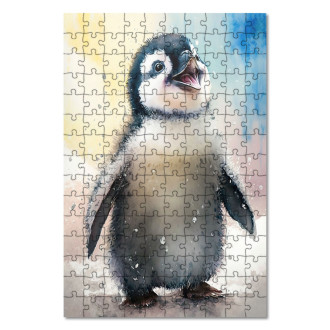 Drevené puzzle Akvarelový tučniak