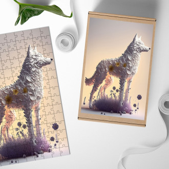 Drevené puzzle Kvetinový vlk