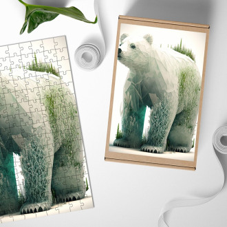 Drevené puzzle Prírodný ľadový medveď