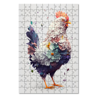 Drevené puzzle Kvetinová sliepka