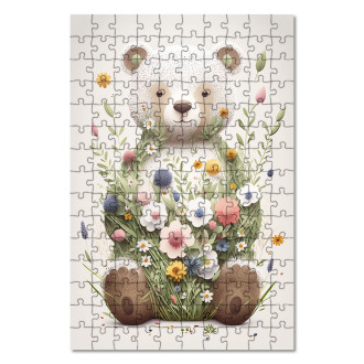 Drevené puzzle Kvetinový ľadový medvedík