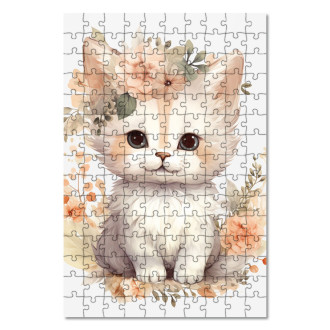 Drevené puzzle Mláďa mačky v kvetoch