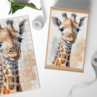 Drevené puzzle Akvarelová žirafa