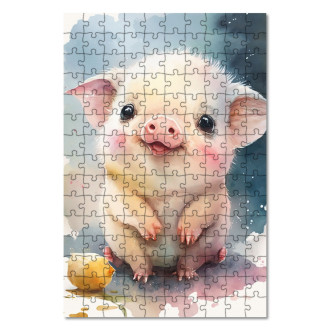 Drevené puzzle Akvarelové prasiatko