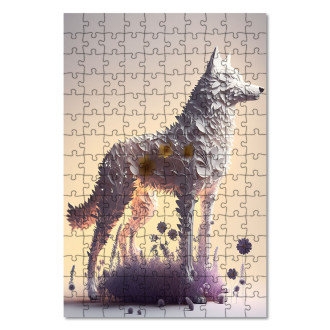 Drevené puzzle Kvetinový vlk