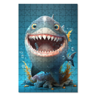 Drevené puzzle Animovaný žralok