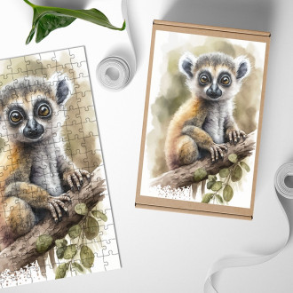 Drevené puzzle Akvarelový lemur